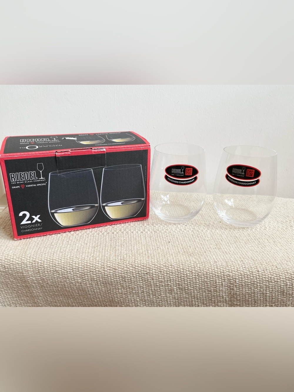 Riedel O Stemless Tumbler Wine Glass Viognier/Chardonnay Set of 2 New In Box